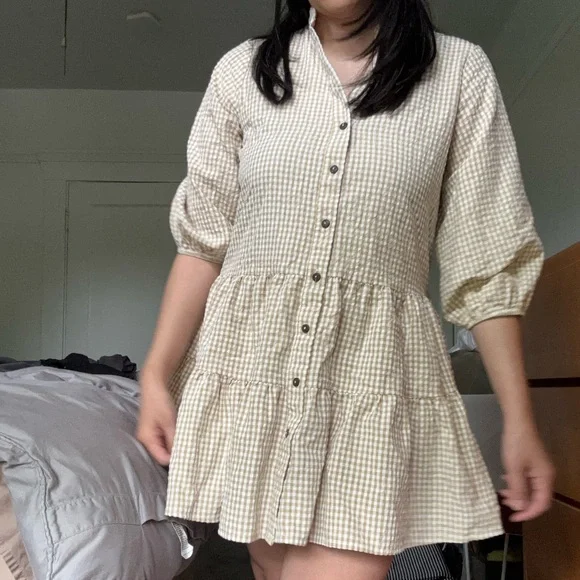 Petal & Pup Cream Checkered Mini Dress - Picture 6 of 6